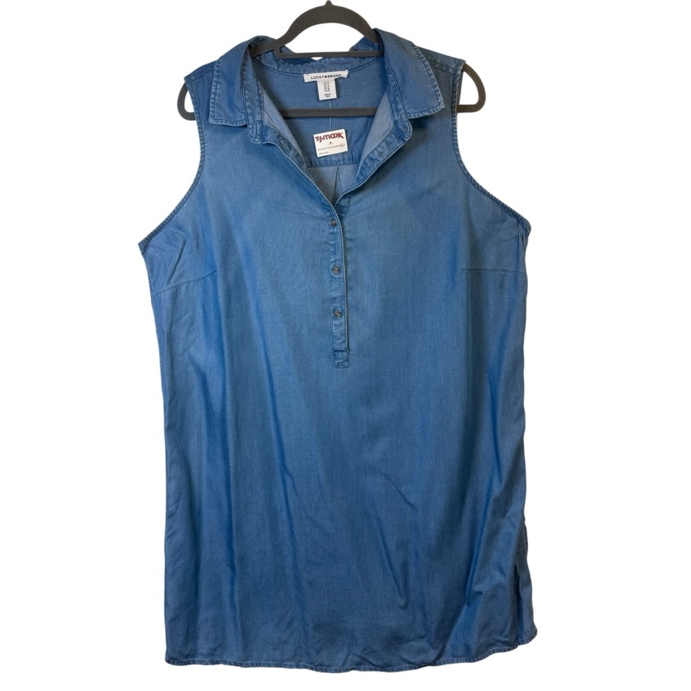 Lucky Brand Sleeveless Chambray Popover Tunic Dress Size 1X New